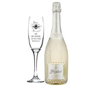 Personalised Fusion Flute Glass & 75 reixenet Prosecco - Bee Mine Valentine's Design (Presentation Gift Box)