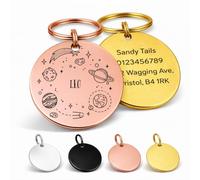 Personalised Galaxy Dog Tag - Custom Engraved Pet ID Tag for Dogs & Cats - Stainless Steel Name Tag - Space & Planet Designs (Medium: 30mm)
