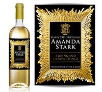 Personalised Game of Thrones Inspired Gold Effect Wine Label - Birthday, Wedding, Engagement, Anniversary, Hen Night, Congratulations or Any Occasion You Like (Black/Gold/Black)