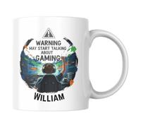 Personalised Gamer Mug, Warning May Start Talking About Gaming Funny Gift Mug, Birthday Mug, Gift for Kids Teen Adult, Gaming Legend Gift