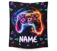 Personalised Gaming Blanket for Boys with Custom Name - Fluffy Soft Gamer Blanket, Cosy Lightweight Kids Fleece Throw for Bedroom Sofa Travel Gift