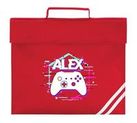 Personalised Gaming Book Bag for BoysComputer Controller Glitch Return to School Nursery Kids Bag, One Size, Red