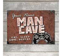 PERSONALISED Gaming Man Cave Sign Bedroom Gift Room Door Wall Decor Metal Plaque