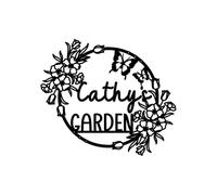 Personalised Garden Metal Sign, Custom Laser Engraved Steel Plaque for Outdoor & Patio Decor- 13 Sizes (6" to 30"), Customisable Text/Name for Garden Wall Art (Style 01)
