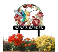 Personalised Garden Sign,Custom Metal Colorful Bird and Flowers Yard Stake for Outside,Customized Name Sign,Gifts for Gardeners style-5