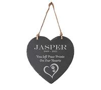 Personalised Garden Sign Engraved Slate Heart Sign Personalised Plaque Pet Dog Paws Sign 15cm