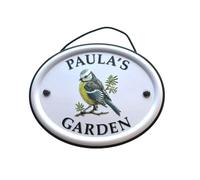 Personalised Garden Sign Hanging Outdoor Tin Plaque Embossed Metal Wall Signs "Paula's Garden"