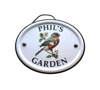 Personalised Garden Sign Hanging Outdoor Tin Plaque Embossed Metal Wall Signs "Phil's Garden"