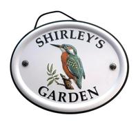 Personalised Garden Sign Hanging Outdoor Tin Plaque Embossed Metal Wall Signs "Shirley's Garden"