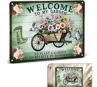 Personalised Garden Signs, Welcome to My Garden Plaques Signs for Outside | Metal Vintage Tin Plate Wall Plaque for Garden, Greenhouse, Living Room, Bedroom, Yard 20 x 30 cm