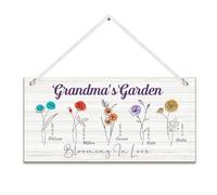 Personalised Garden Signs with Birth Month Flower Custom Garden Signs and Plaques for Outside Gifts with Any Text & Name for Birthday Christmas for Grandma Mom Nanny Wife Home Decor(Design 1)