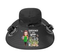 Personalised Gardener of The Year Solar Fan Hats Custom Name Portrait Funny Garden Hat Gifts for Family Gardeners Plant Lovers Outdoor Birthday Xmas (Style 1)