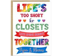 Personalised Gay Valentines Day A5 Cards for Boyfriend Husband LGBTQ+ Couples - Custom Name Funny Pride Designs Being Gay Born This Gay AF Kiss Me Proud Lifes Too Short (Life's Too Short)