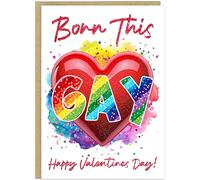 Personalised Gay Valentines Day A5 Cards for Boyfriend Husband LGBTQ+ Couples - Custom Name Funny Pride Designs Being Gay Born This Gay AF Kiss Me Proud Lifes Too Short (Born This Gay)