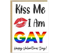 Personalised Gay Valentines Day A5 Cards for Boyfriend Husband LGBTQ+ Couples - Custom Name Funny Pride Designs Being Gay Born This Gay AF Kiss Me Proud Lifes Too Short (Kiss Me)