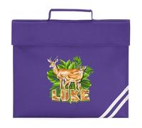 Personalised Gazelle Book Bag Jungle Safari Design Kids School Reading Folder Boys Girls Back to School Infant Primary Kids, One Size, Purple