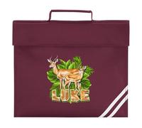 Personalised Gazelle Book Bag Jungle Safari Design Kids School Reading Folder Boys Girls Back to School Infant Primary Kids, One Size, Maroon