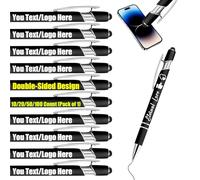 Personalised Gel Ink Rollerball Pens Bulk, Retractable Ballpoint Pens, Customised Laser Engraved Stylus with Name,Text,Logo Metal Ballpoint Pen Gift for Office Business School Black 10 PC