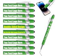 Personalised Gel Ink Rollerball Pens Bulk, Retractable Ballpoint Pens, Customised Laser Engraved Stylus with Name,Text,Logo Metal Ballpoint Pen Gift for Office Business School Green 10 PC