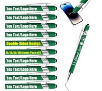 Personalised Gel Ink Rollerball Pens Bulk, Retractable Ballpoint Pens, Customised Laser Engraved Stylus with Name,Text,Logo Metal Ballpoint Pen Gift for Office Business School Dark Green 10 PC