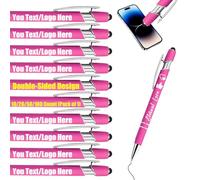 Personalised Gel Ink Rollerball Pens Bulk, Retractable Ballpoint Pens, Customised Laser Engraved Stylus with Name,Text,Logo Metal Ballpoint Pen Gift for Office Business School Hot Pink 10 PC