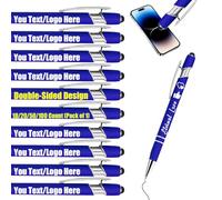 Personalised Gel Ink Rollerball Pens Bulk, Retractable Ballpoint Pens, Customised Laser Engraved Stylus with Name,Text,Logo Metal Ballpoint Pen Gift for Office Business School Royal Blue 10 PC