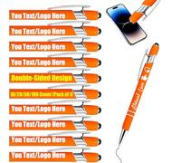 Personalised Gel Ink Rollerball Pens Bulk, Retractable Ballpoint Pens, Customised Laser Engraved Stylus with Name,Text,Logo Metal Ballpoint Pen Gift for Office Business School Saffron 10 PC