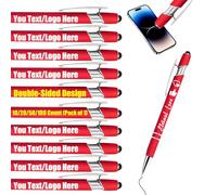 Personalised Gel Ink Rollerball Pens Bulk, Retractable Ballpoint Pens, Customised Laser Engraved Stylus with Name,Text,Logo Metal Ballpoint Pen Gift for Office Business School Red 10 PC