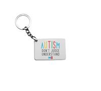 Personalised Gems Autism Awareness Don't Judge Understand Key Ring Chain Handcrafted UK Gift Present Anniversary Christmas Birthday Kids (Square)