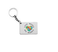 Personalised Gems Autism Awareness Love Needs No Words Key Ring Chain Handcrafted UK Gift Present Anniversary Christmas Birthday Kids (Rectangle)