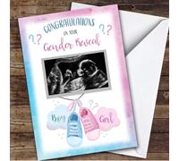Personalised Gender Reveal Card For Anyone Photo Shoes Pink Blue | Custom Greetings Card For Gender Reveal Any Text Inside & Out