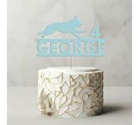 Personalised German Shepard Dog Cake Topper Jumping Birthday Cake Decoration Name Age