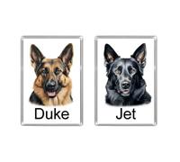 Personalised GERMAN SHEPHERD JUMBO FRIDGE MAGNET - TWO DESIGNS AVAILABLE - Overall Size 9.7cm by 6.7cm
