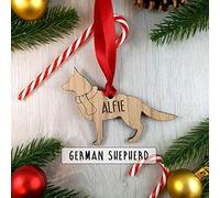 Personalised German Shepherd Wooden Dog Decoration - Sustainable Oak Tree Bauble