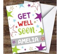 Personalised Get Well Soon Card For Anyone Bright Stars | Custom Greetings Card For Get Well Soon Any Text Inside & Out