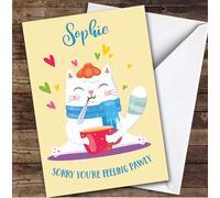 Personalised Get Well Soon Card For Anyone Cat Pawly | Personalized Custom Unique Greetings Card For Get Well Soon Any Text Inside & Out