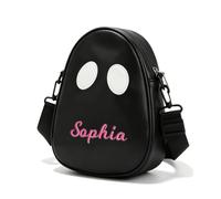 Personalised Ghost Crossbody Bag, Halloween Purse with Embroidery Name | PU Leather, Custom Embroidered Name, Ghost Shape Design, Black & White Colour Options, Spooky Halloween Vibe
