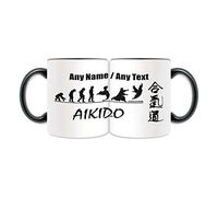 Personalised Gift - Aikido in Chinese Character Mug (Martial Arts Design Theme, Colour Options) - Any Name/Message on Your Unique - Kung Fu Kungfu Evolution Japanese Japan Aikidoka