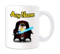 Personalised Gift - Anakin Skywalker Mug (Penguin Film Character Design Theme, White) - Any Name / Message on Your Unique - Costume Movie Superhero Hero Star Wars Jedi Lightsaber Laser Sword Darth Vader