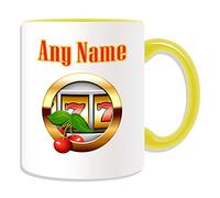 Personalised Gift - Arcade Slot Machine Mug (Casino Design Theme, Colour Options) - Any Name/Message on Your Unique - Fruit Cherry 777 One Arm Bandit