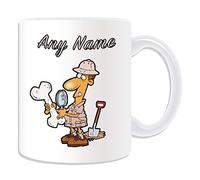 Personalised Gift - Archaeologist Male Mug (Occupation Design White) Any Name Message Unique -Job Archaeology History Dinosaur Skeleton School