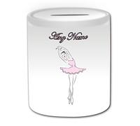 Personalised Gift - Ballet Money Box (Dance Design Theme, White) - Any Name/Message on Your Unique - Saving Piggy Bank - Dancer