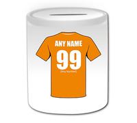 Personalised Gift - Blackpool Money Box (Football Design Theme, White) - Any Name/Message on Your Unique - The Pool Tangerines Club Piggy Bank Saving Jar Pot