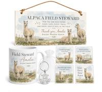 Personalised Gift Box Set Alpaca Field Steward Herd Thank You Mug Plaque