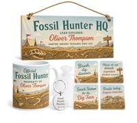 Personalised Gift Box Set Fossil Hunter Dinosaur Dig Crew Mug Plaque