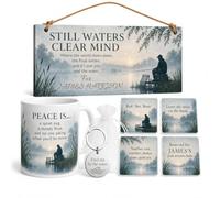 Personalised Gift Box Set Stillwater Fishing Calm Angler Present Mug Plaque