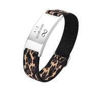 Personalised Gift Bracelet for Men Women - Customised Elastic Strap Stainless Steel Bracelets Engraved Love Message for Man Husband Boyfriend Son Daddy Gift for Birthday Christmas (Leopard-Silver)