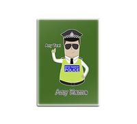 Personalised Gift - British Transport Police Glass Fridge Magnet (Police Design Colour) Name Message Unique Pad BTP - Brown Policeman Hat Cap