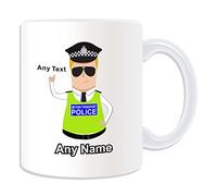 Personalised Gift - British Transport Police Mug (Police Design Theme, White) - Any Name/Message on Your Unique - BTP - Blonde/Yellow Hair Policeman Hat Cap