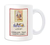 Personalised Gift - Careless Talk Costs Lives - Painting Mug (War Poster Design Theme, White) - Any Name / Message on Your Unique - Britain Britons First 1st Second 2nd World WW1 WW2 Recruitment Enlist Victory Army Military Soldier Spy Secret Adolf Hitler Strictly between these four walls